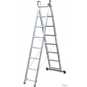 Лестница-стремянка двухсекционная 8 ступеней АЛЮМЕТ (2,24/3,63 м), 25244