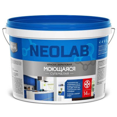 Краска моющаяся акриловая супербелая 14 кг NEOLAB морозостойкая
