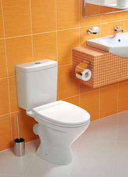 Унитаз-компакт САНТЕК  Лига косой выпуск, 2-х режим.арматура, сиденье дюропласт DinoPlast, 1WH302141 