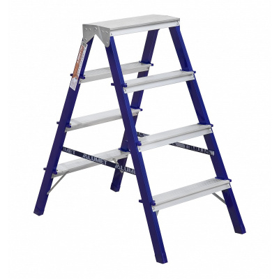 Стремянка 4 ступени двусторонняя стальная АЛЮМЕТ MD8204