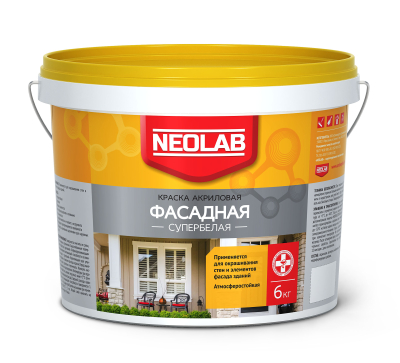 Краска фасадная акриловая супербелая 6 кг NEOLAB