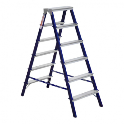 Стремянка 6 ступеней двусторонняя стальная АЛЮМЕТ MD8206