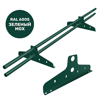 Снегозадержатель трубчатый ЭКО Lite (круглый) ф25/1,2 мм 1000 мм (RAL 6005, зеленый), 2 опоры