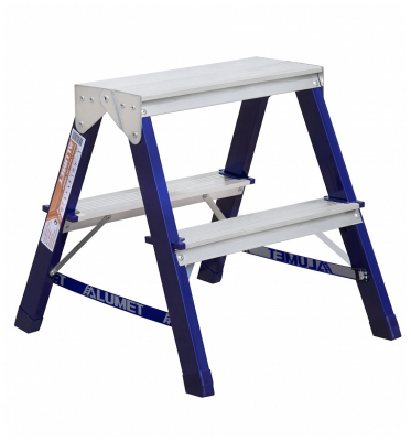 Стремянка 2 ступени двусторонняя стальная АЛЮМЕТ MD8202
